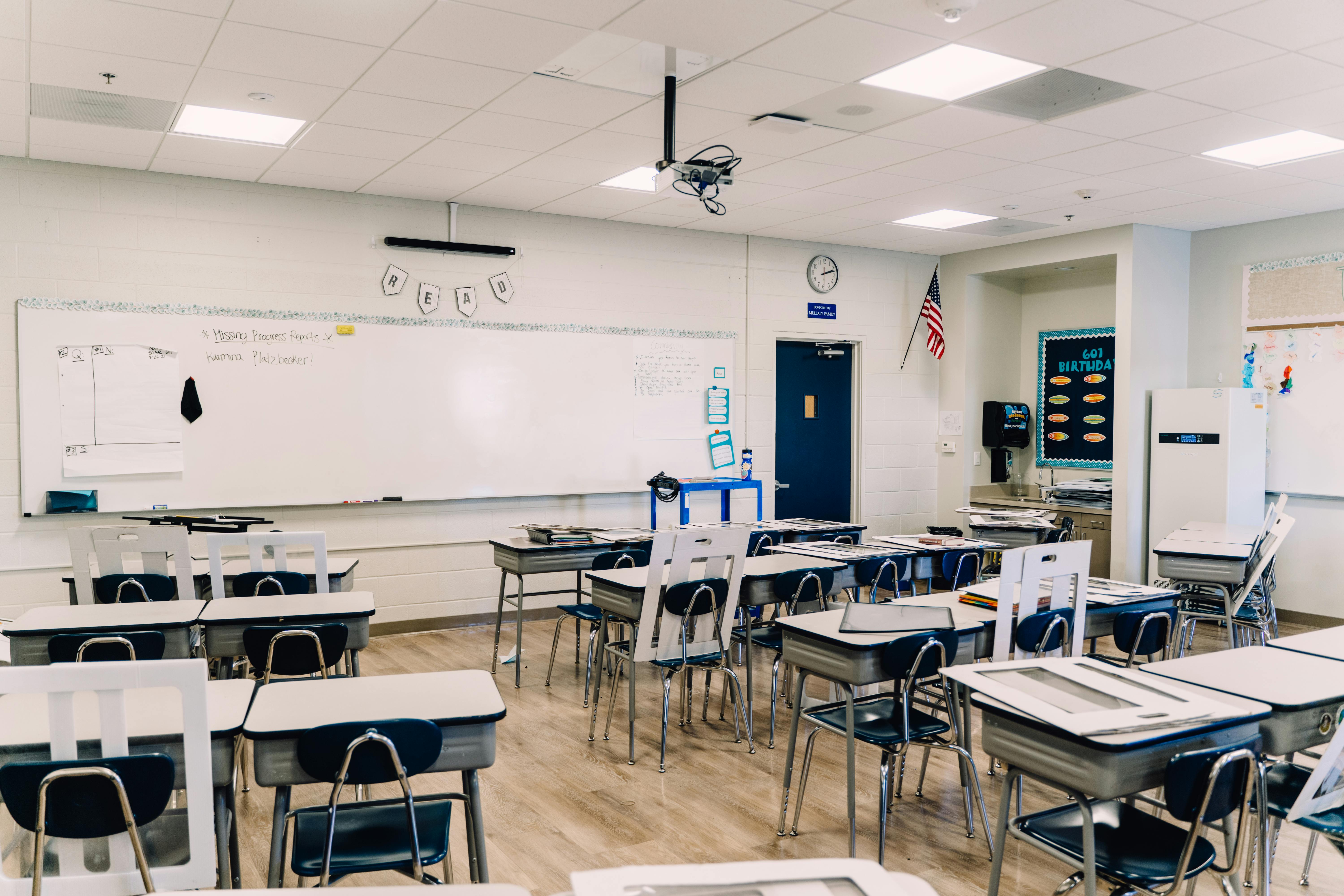 Modern bright classroom education environment for learning